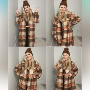 IN'VOLAND Womens Flannel Plaid Long Sleeve Jacket